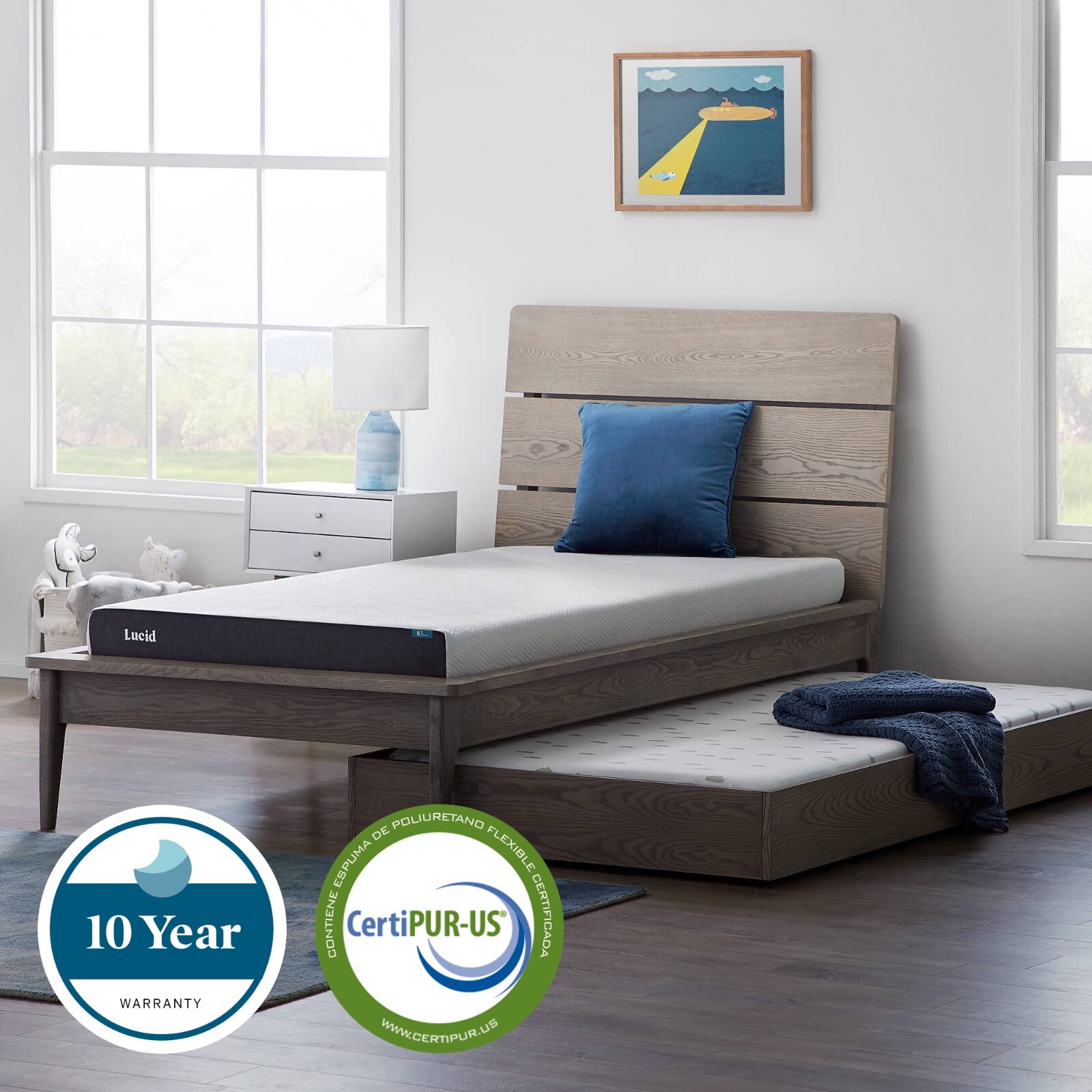 Lucid 5 Inch Firm Gel Memory Foam Mattress – Bamboo Charcoal Infused