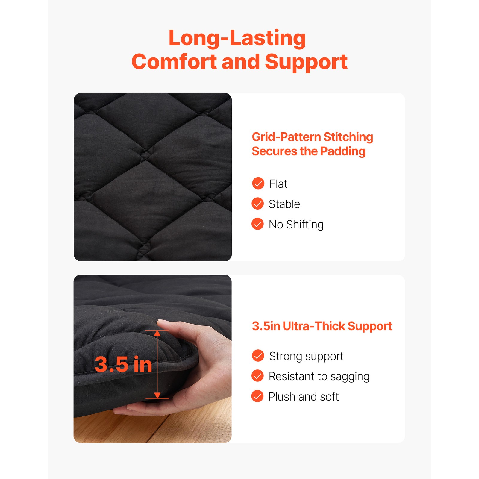 Uimoso Japanese Twin Tatami Mattress Foldable Futon Mat with Storage Bag Black