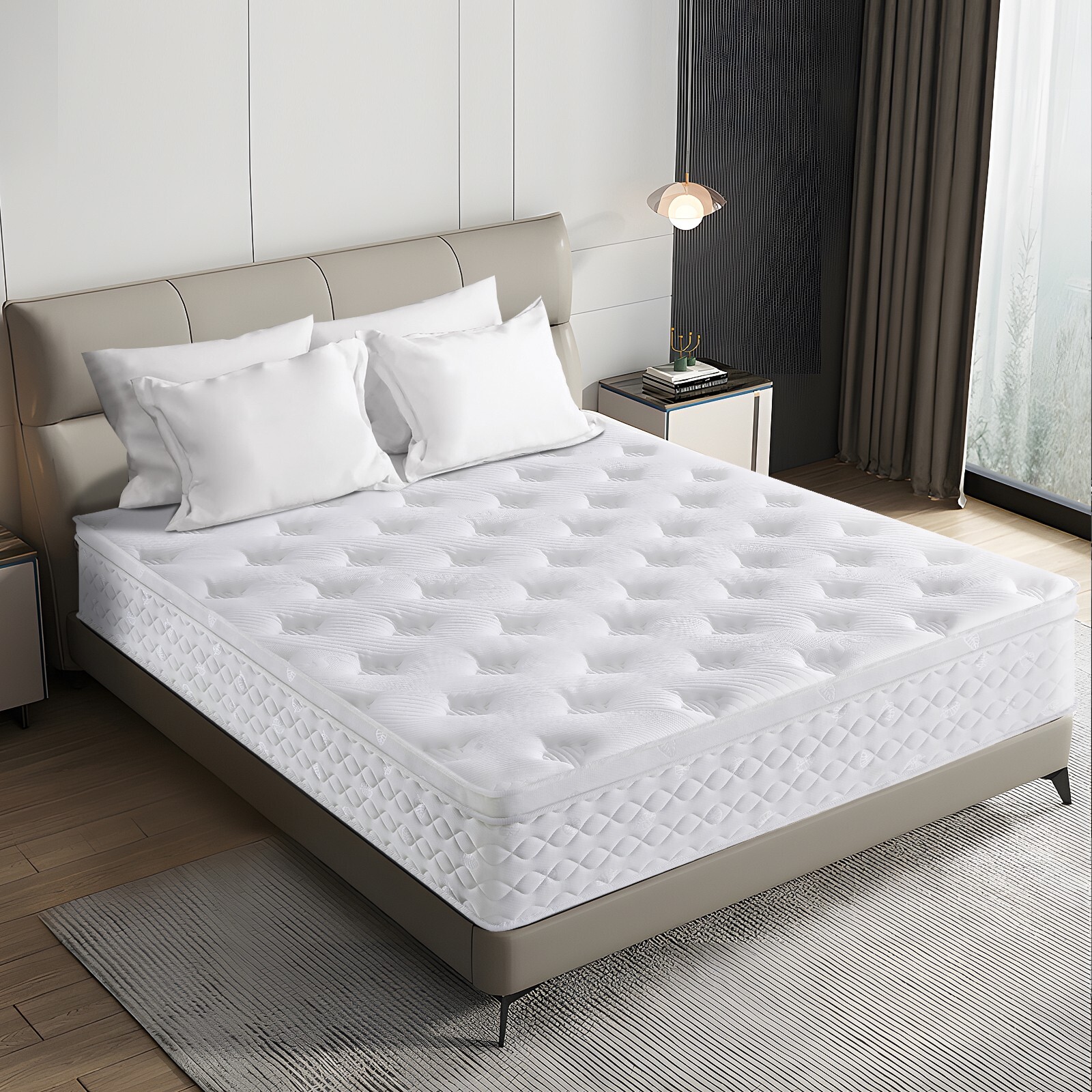 Hbaid 10″ 12″ Pocket Spring Hybrid Mattress, Twin Txl Full Queen King Size