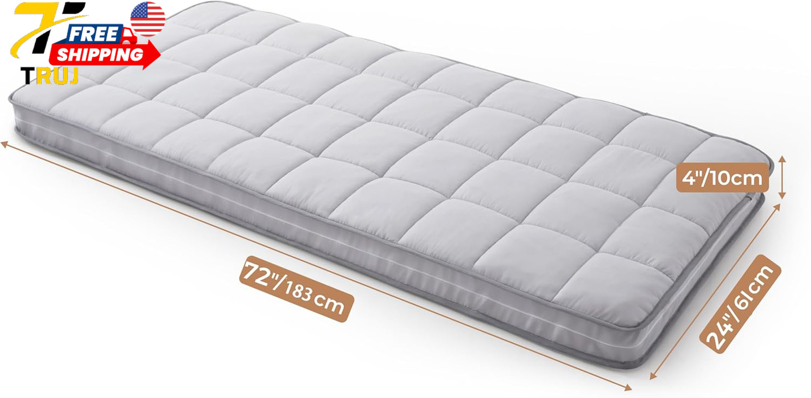 4Inch Cot Mattress Topper Small Single Gel Infused Memory Foam Machine Washable