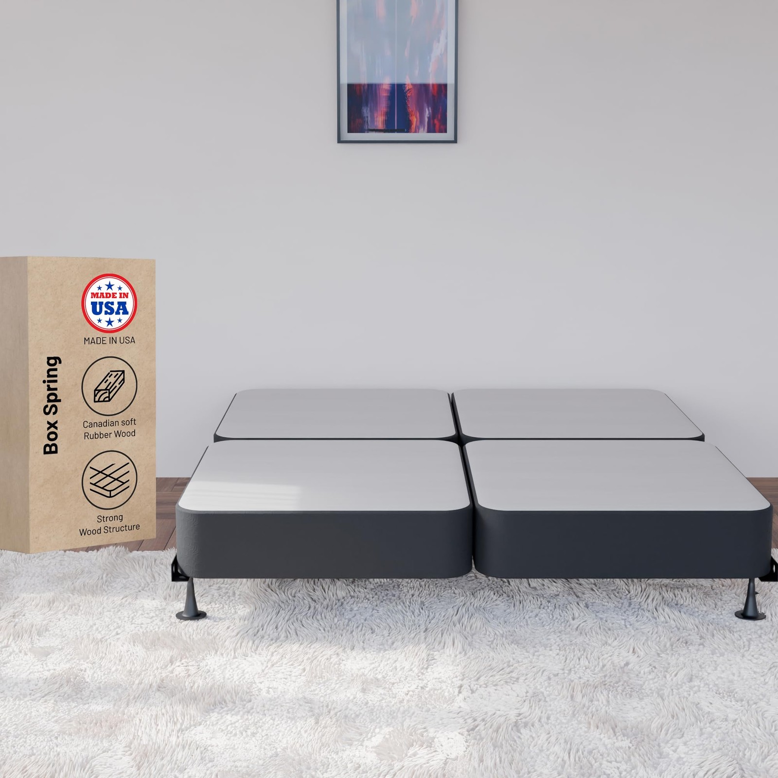 , 4-Inch Sturdy Wood Spring for Mattress – Durable and Fully Assembled, Natur…