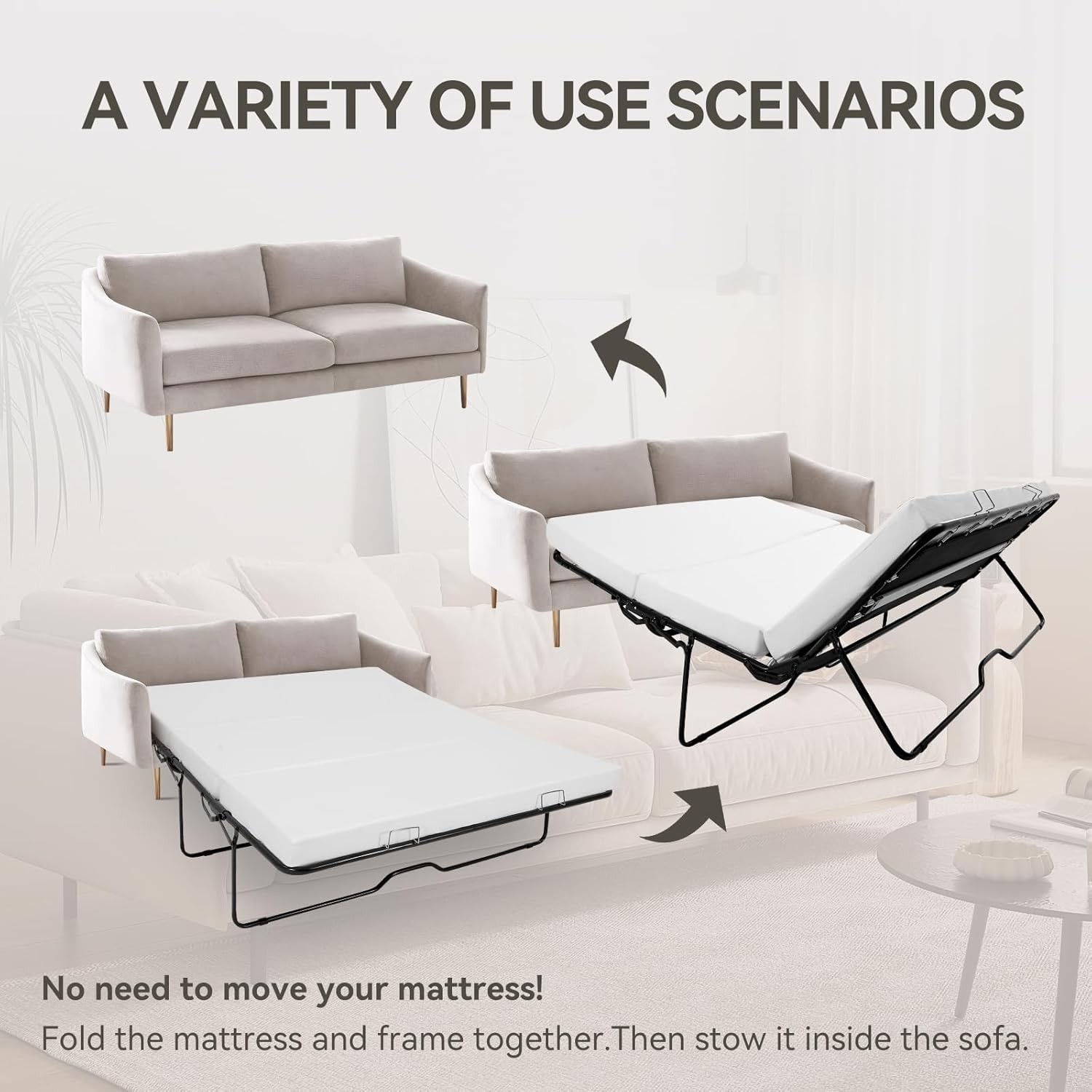Foldable Sofa Bed Replacement Mattress Memory Foam 4″ Pull Out Sofa Bed Mattress