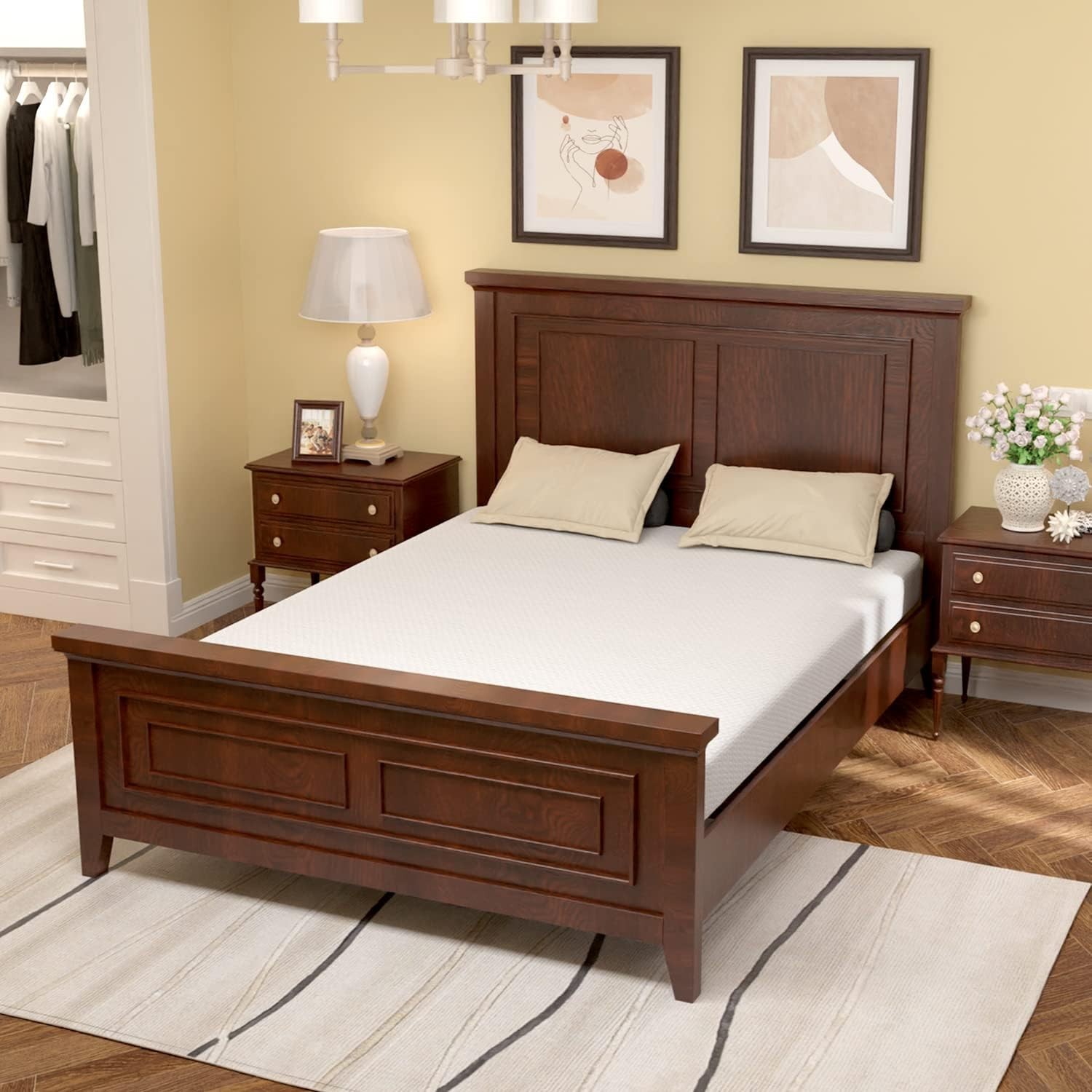 Queen Size Mattress,Fiberglass Free 6 Inch Green Tea Cooling Gel Memory Foam …