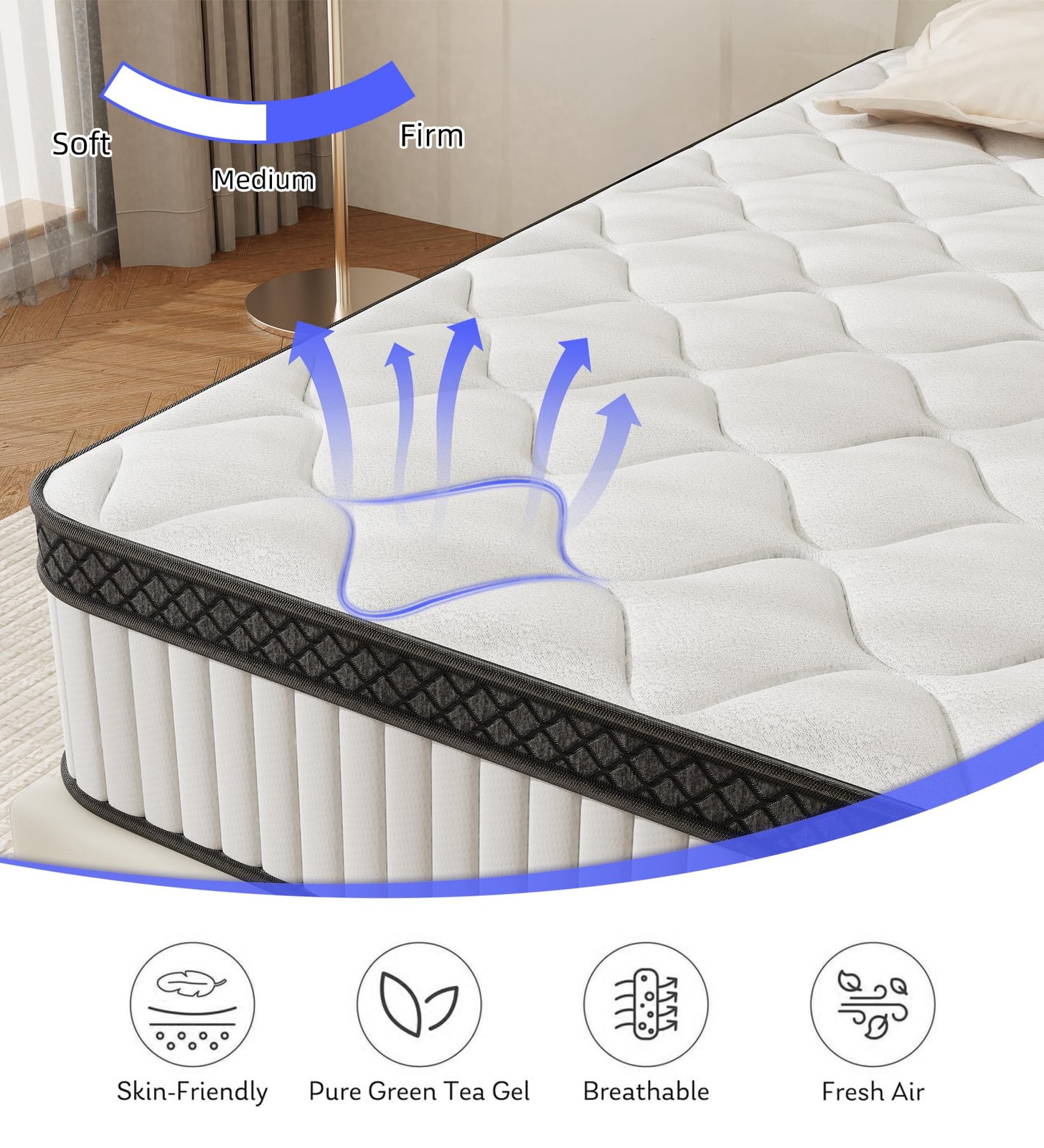 Queen Mattress,10 Inch Hybrid Mattress in a Box with Gel Memory Foam and Pocket
