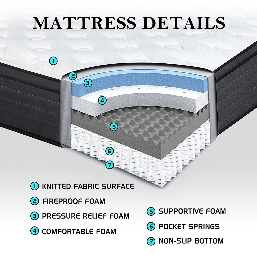 12″ King Size Mattress Breathable Hybrid Spring Medium Firm Mattresses in a box