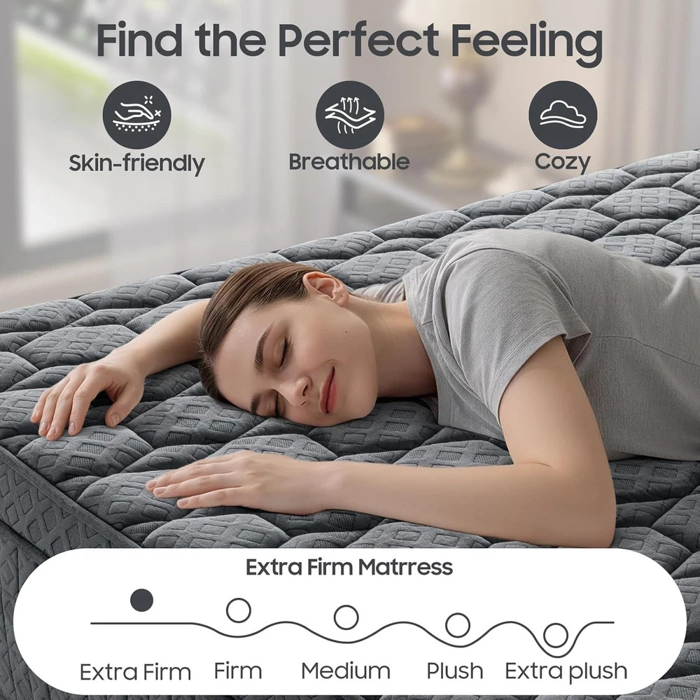 14 Inch Extra Firm Mattress Queen, Hybrid Mattress with Back and Lumbar Hip Supp