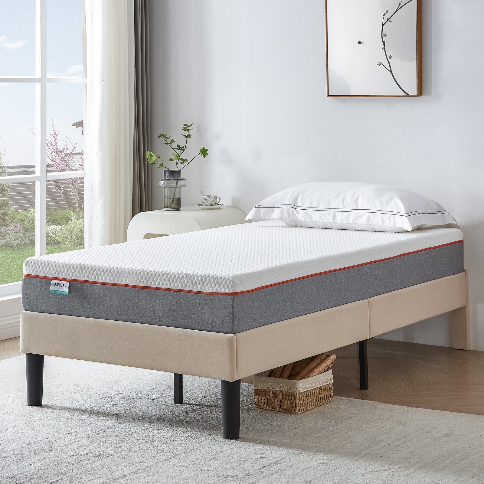 VECELO 8 Inch Mattress Charcoal Infused Memory Foam Medium Firm Pressure Relieve