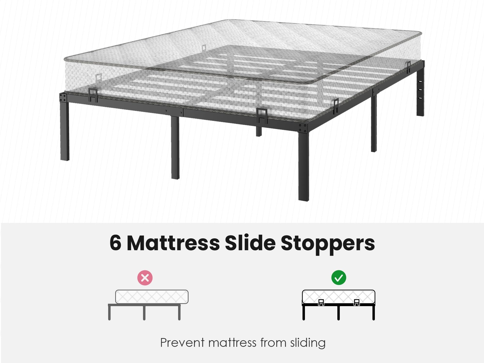 6 PCS Non Slip Mattress Gripper For Metal Frame, Adjustable Non Slip Mattress…
