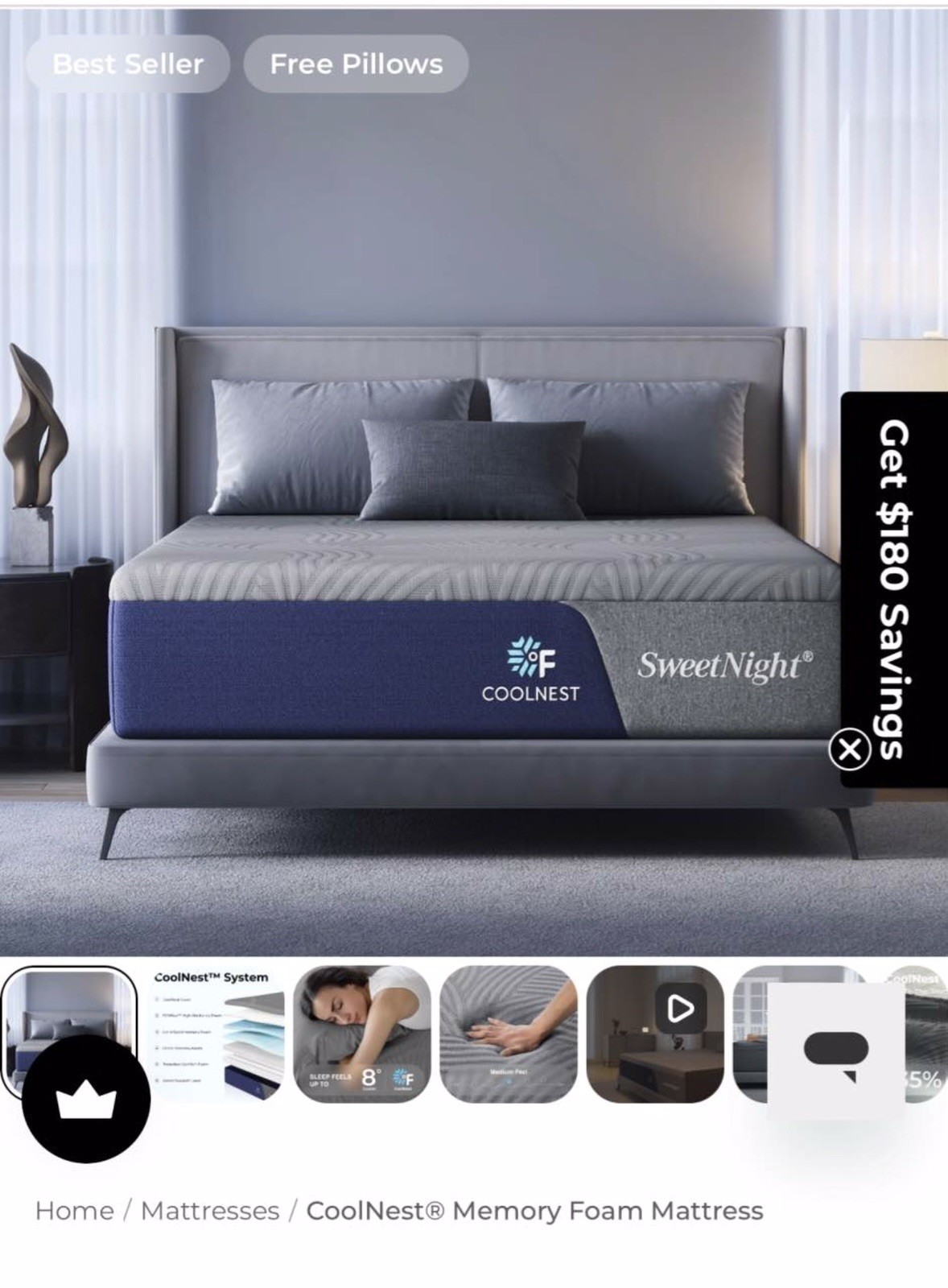 SweetNight 16-inch Queen mattress with CoolNest cooling technology NIB Authentic