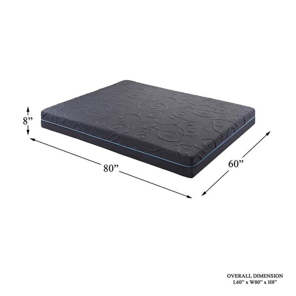 Lexicon Homelegance Bedding 8″ Fabric Queen Gel Memory Hybrid Mattress in Gray