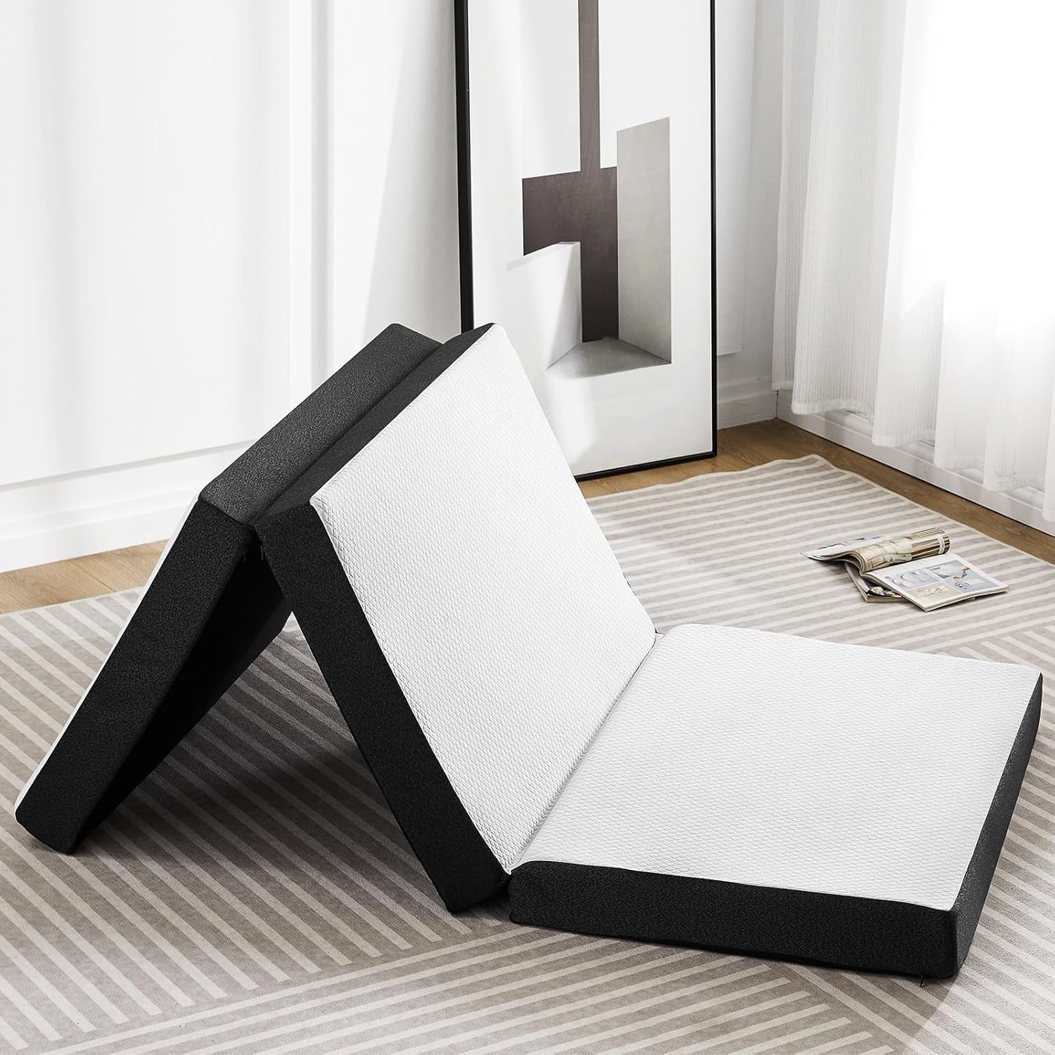 Colchon Triplegable Twin 75×38 Para Dormir En El Piso Colchonetas De Memory Foam