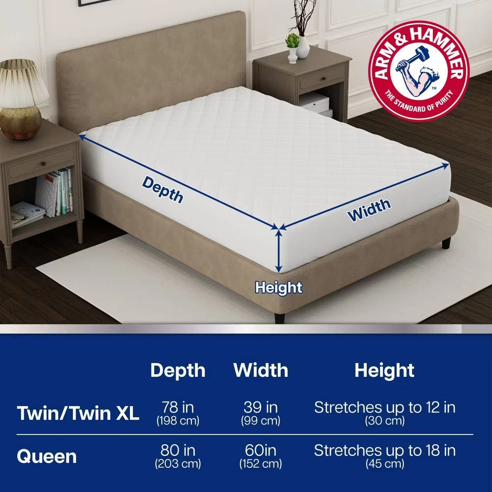 Arm & Hammer Queen Supreme Loft Mattress Pad *NEW* Fitted Style Up to 18 Inches