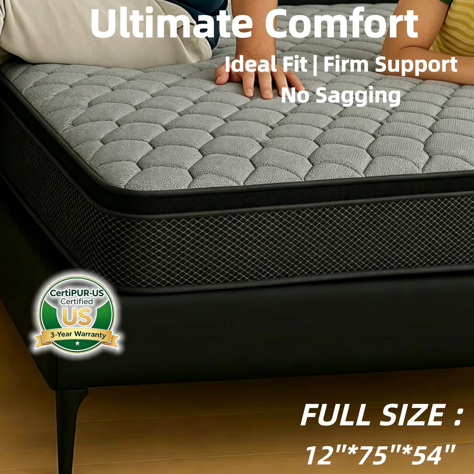 12”Hybrid Mattress Pocket Spring&Memory Foam Full Mattress in Box CertiPUR-US
