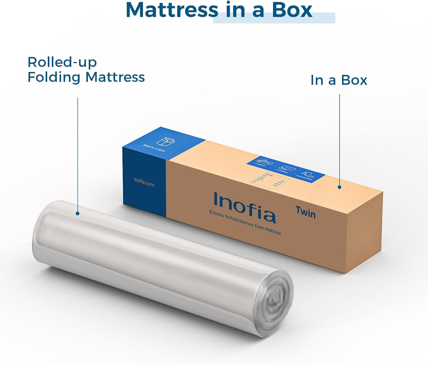 Queen Size 6″ Folding Memory Foam Mattress with Removable Cover – Medium Firm