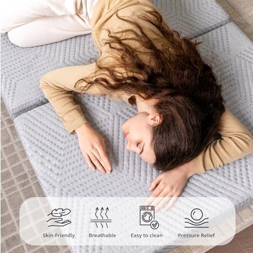 CH Charme House Folding Mattress, 4 Inch Tri Folding Memory Foam Single