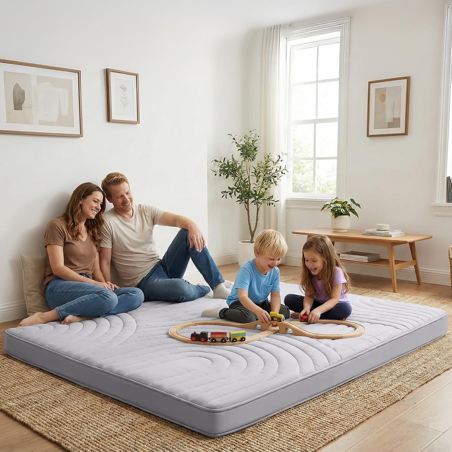 Thick Japanese Floor Futon Mattress, Portable & Washable for Adults & Kids