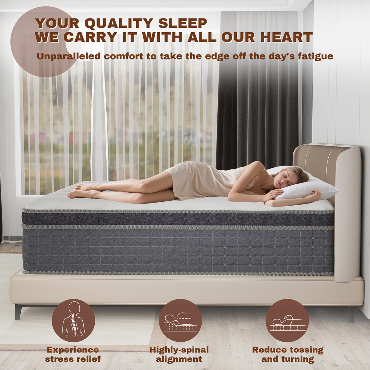 10/12/14 Inch Mattress Hybrid Memory Foam Bed in A Box,Twin Full Queen King Size