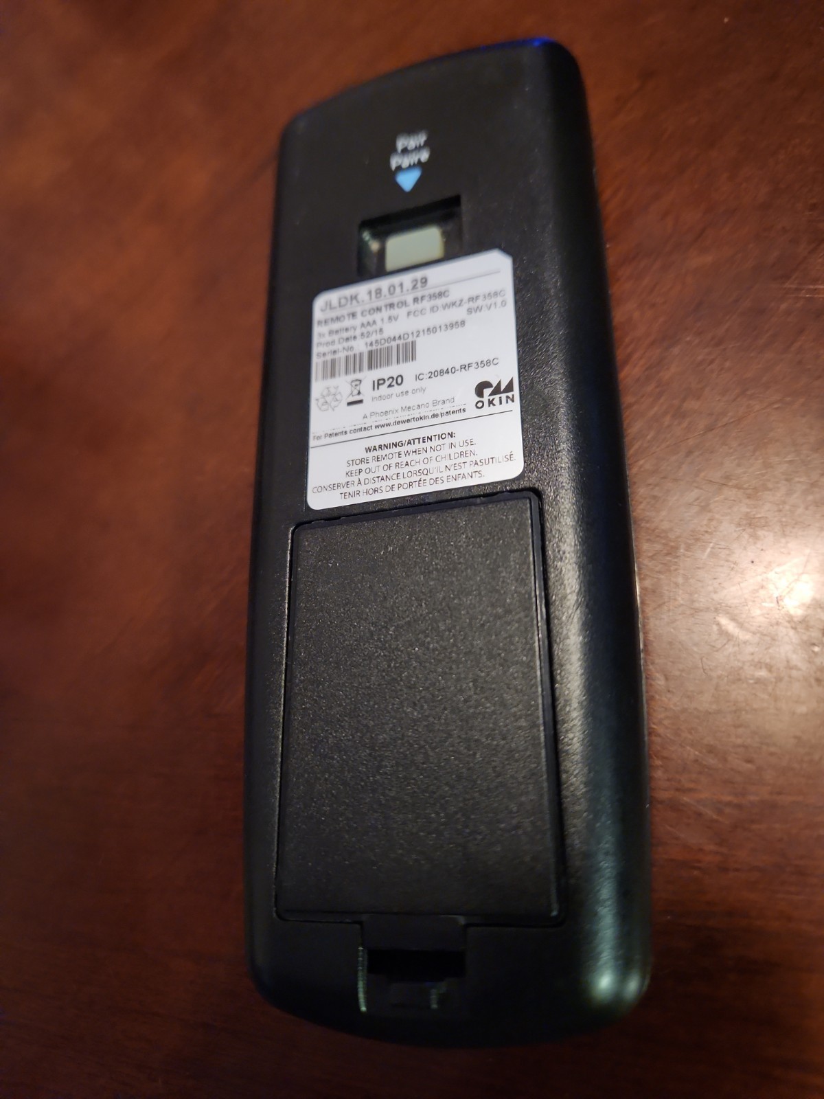 Sealy Ease Ease 1.0 Remote Control RF358C JLDK.18.01.29