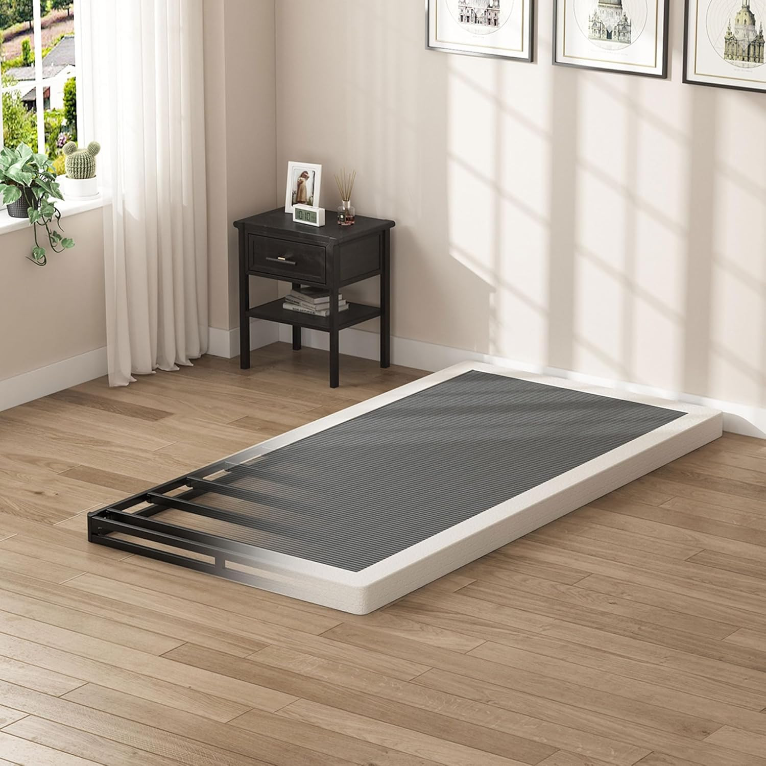 Low Profile Twin Box Spring – 3 Inch Heavy Duty Metal Bed Base with Cover