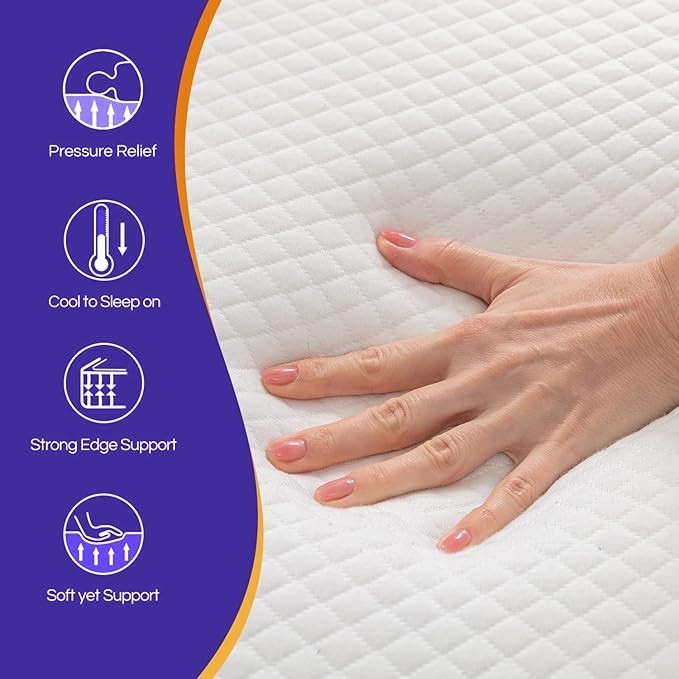 6 Inch Gel Memory Foam Mattress Fiberglass Free/CertiPUR-US Certified PayLessHer