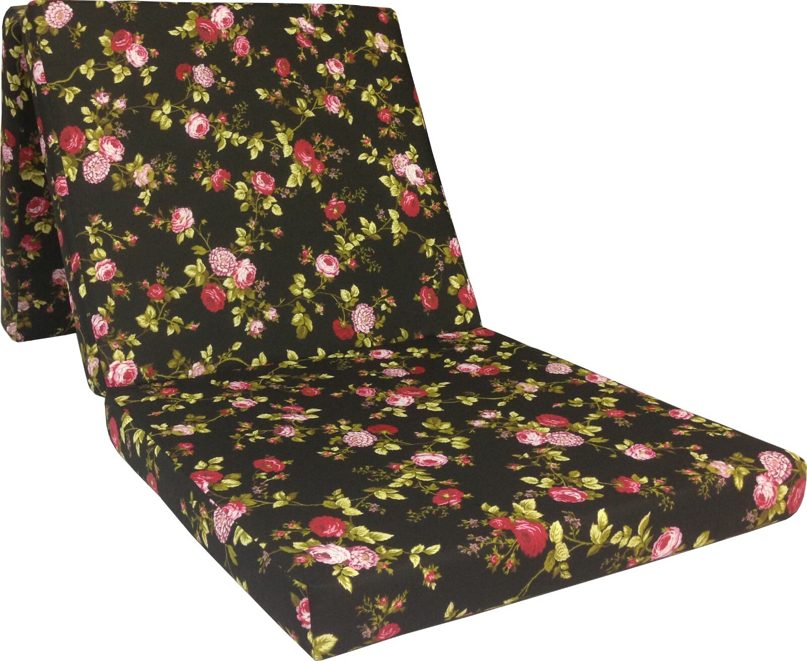 Shikibuton Trifold Foam Beds, Sleeper Folding Mats, 1.8 Density 3x27x75 Rose Blk