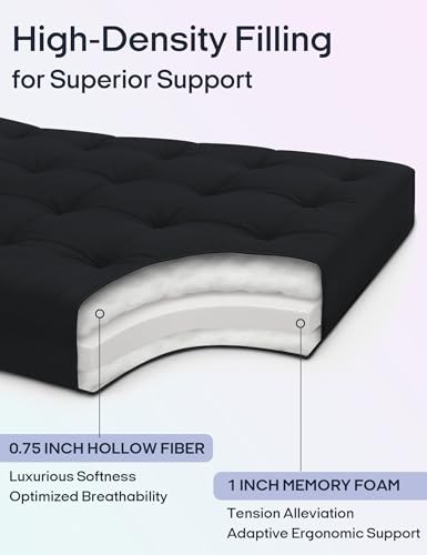Japanese Floor Futon Mattress, Foldable Tatami 39″ × 75″(Twin) 01 – Black