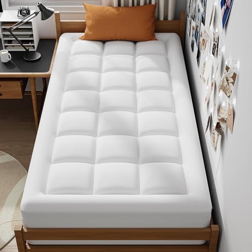 Dual Layer 3 Inch Memory Foam Mattress Topper for Twin XL Plush Support(white)