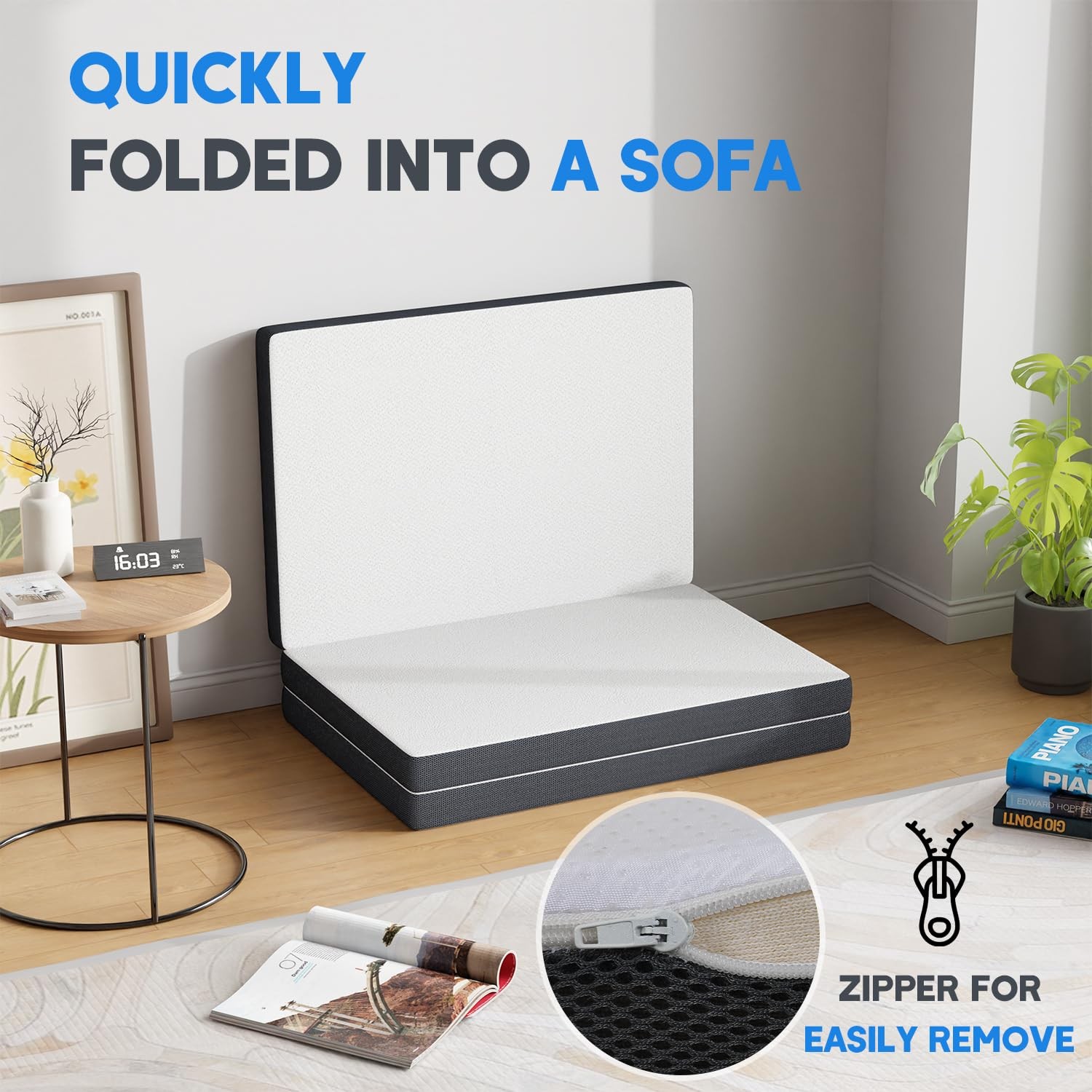 3 inch Tri Folding Memory Foam Mattress/Foldable Mattress for Kids and Adults…
