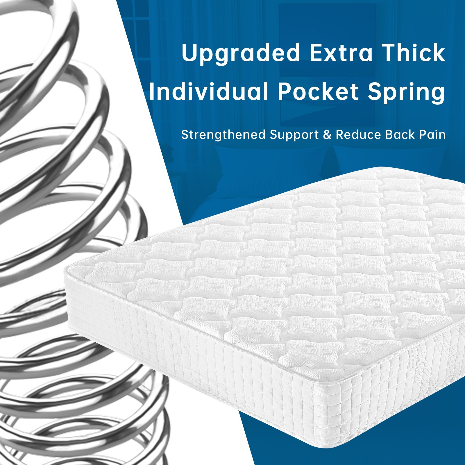 10″ 12″ Gel Memory Foam Mattress Hybrid Spring Twin Full Queen King Bed In A Box