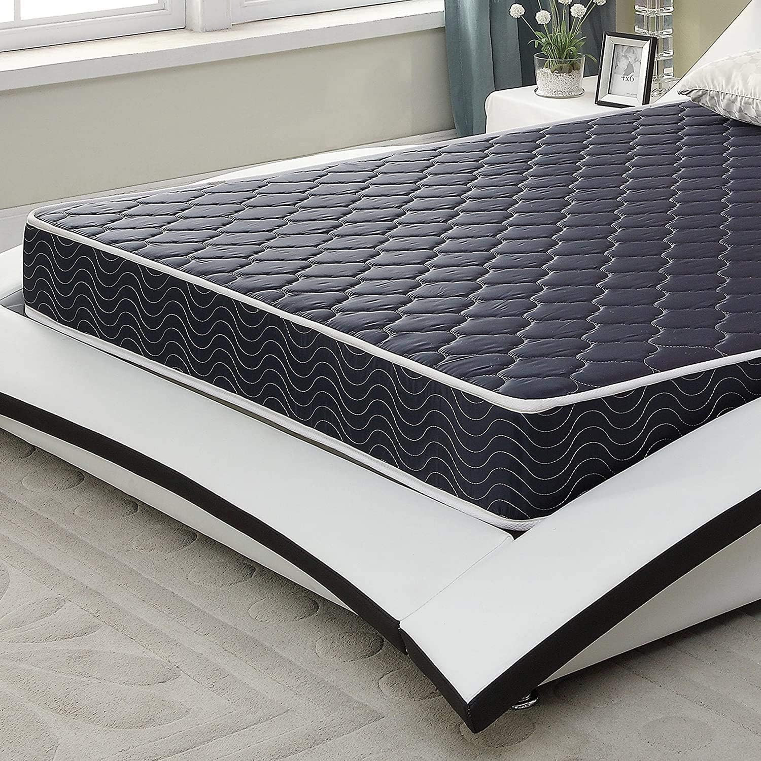 6-Inch Navy Blue Water-Resistant Foam Mattress with Breathable Fabric, Full Size