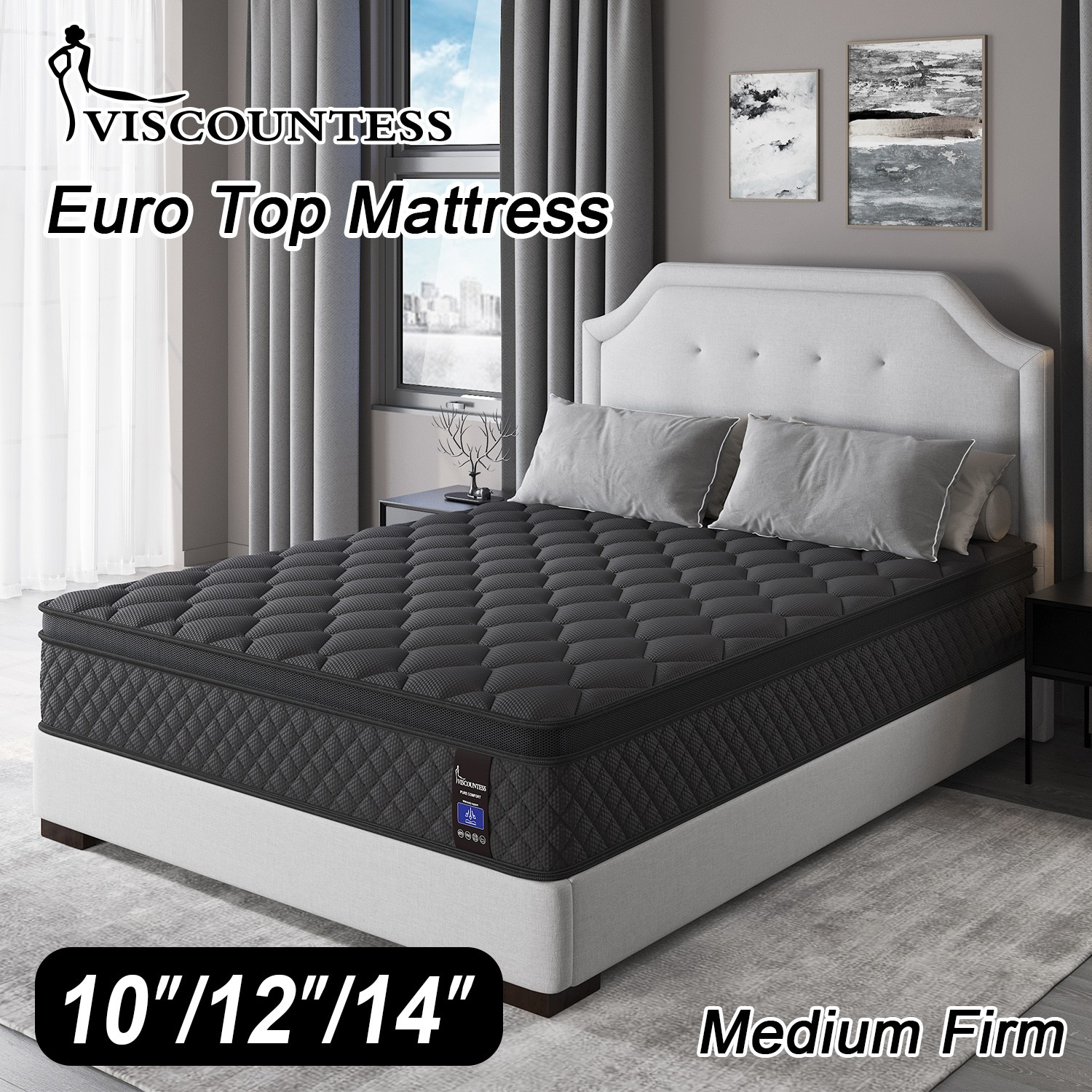 10″ 12″ 14″Gel Memory Foam Hybrid Spring Mattress Twin Full Queen King in A Box