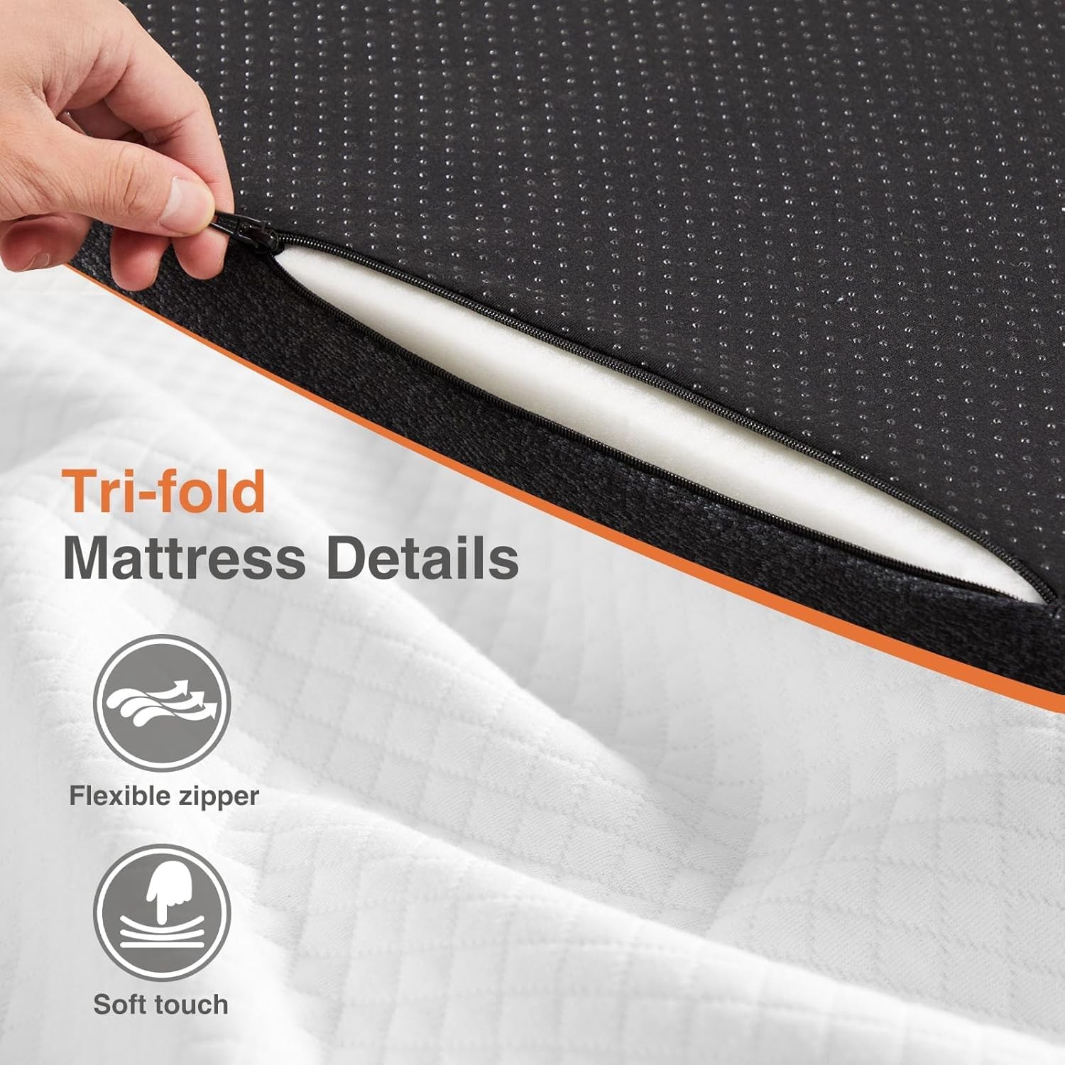 Colchon Triplegable Twin 75×38 Para Dormir En El Piso Colchonetas De Memory Foam