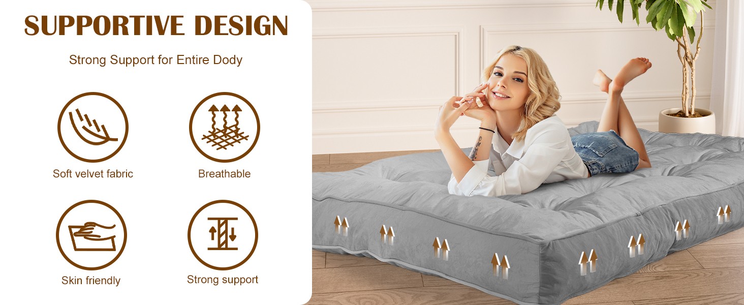 Futon Mattr Full Size 54″ x 80″, 8″ Thi Floor Mattr for Adults,