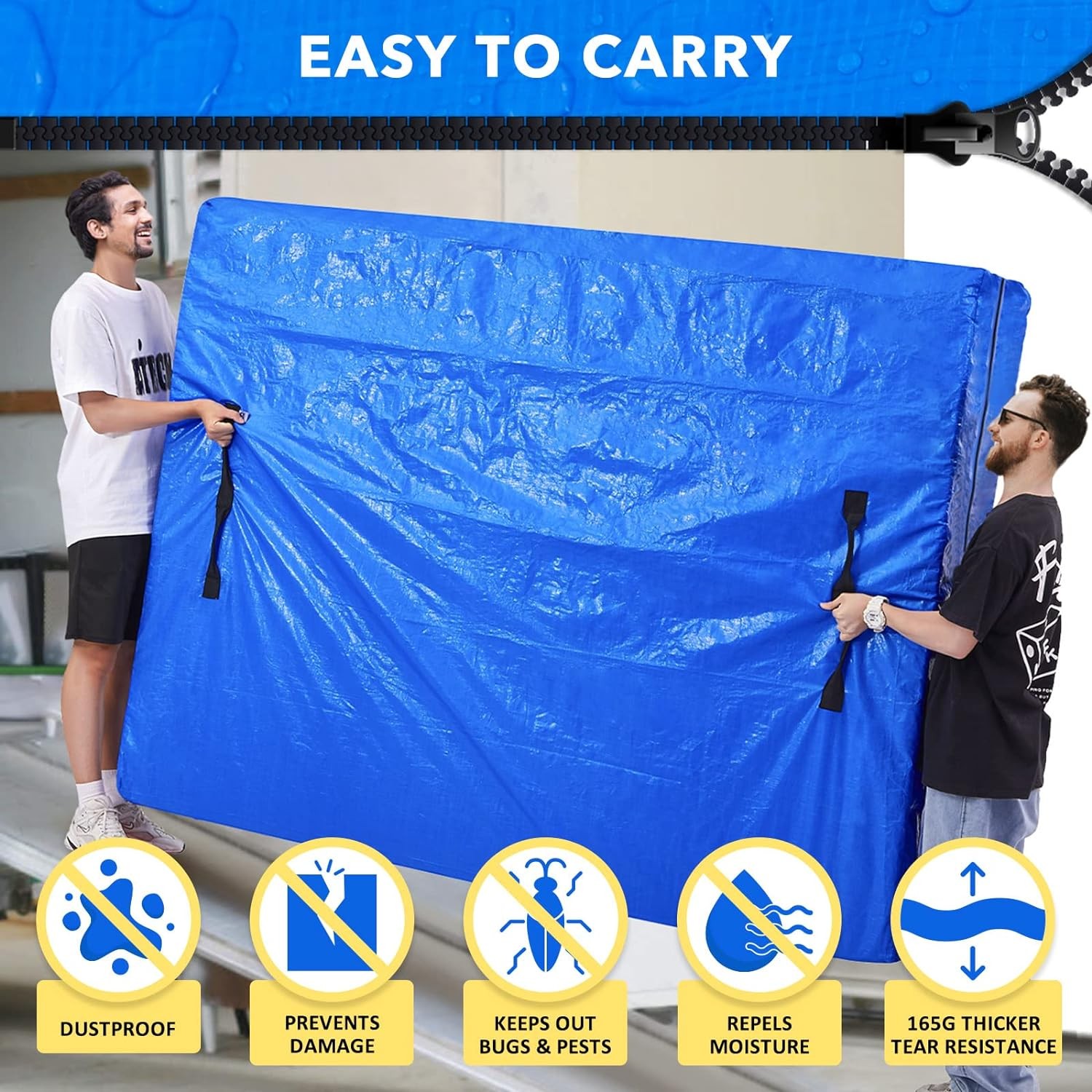 AlexHome Mattress Bag for Cali King：86"x75"x15", Blue