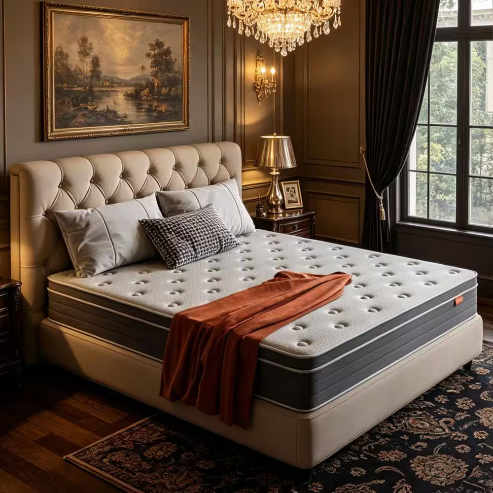 Cooling Queen Size Medium Hybrid Pillow Top Mattress, 12 In. Support and Breatha