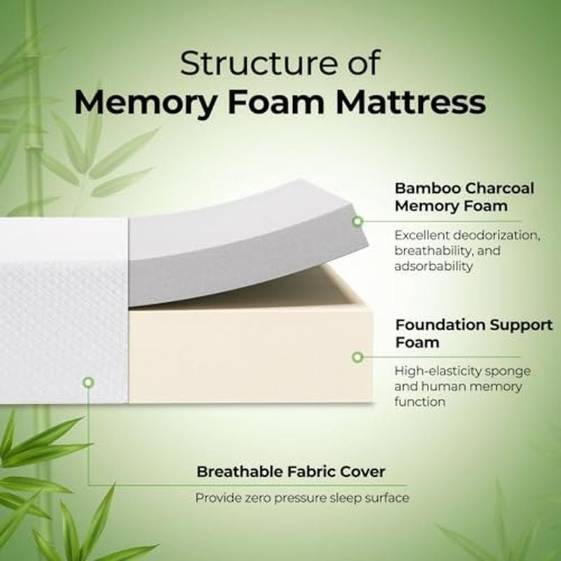 Twin Memory Foam Mattress 6 Inch Gel Supportive Pressure Relief Breathable Setup