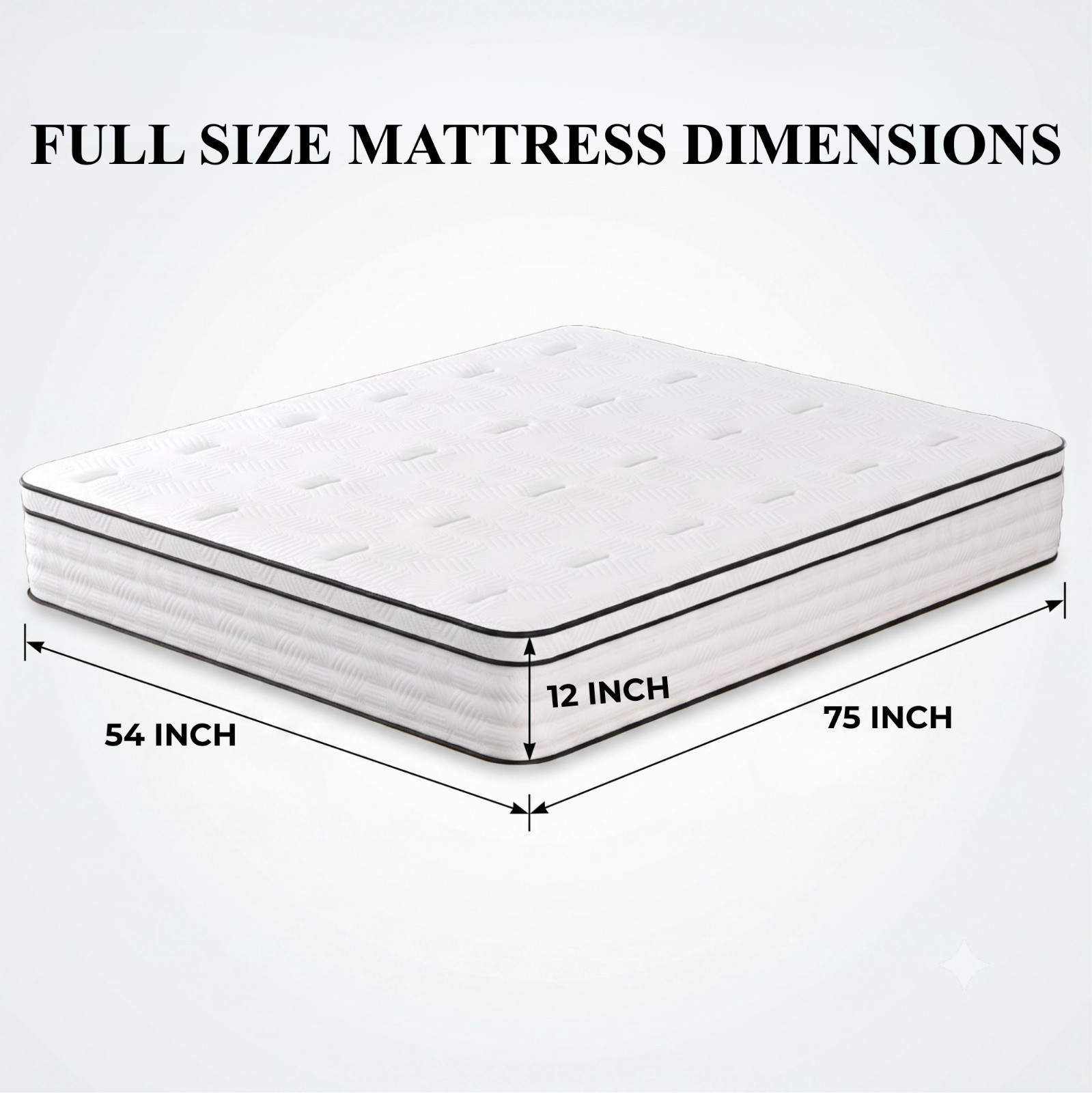 12″ Euro Top Pocket Coil Hybrid Memory Foam Mattress Medium Firm Bed in a Box