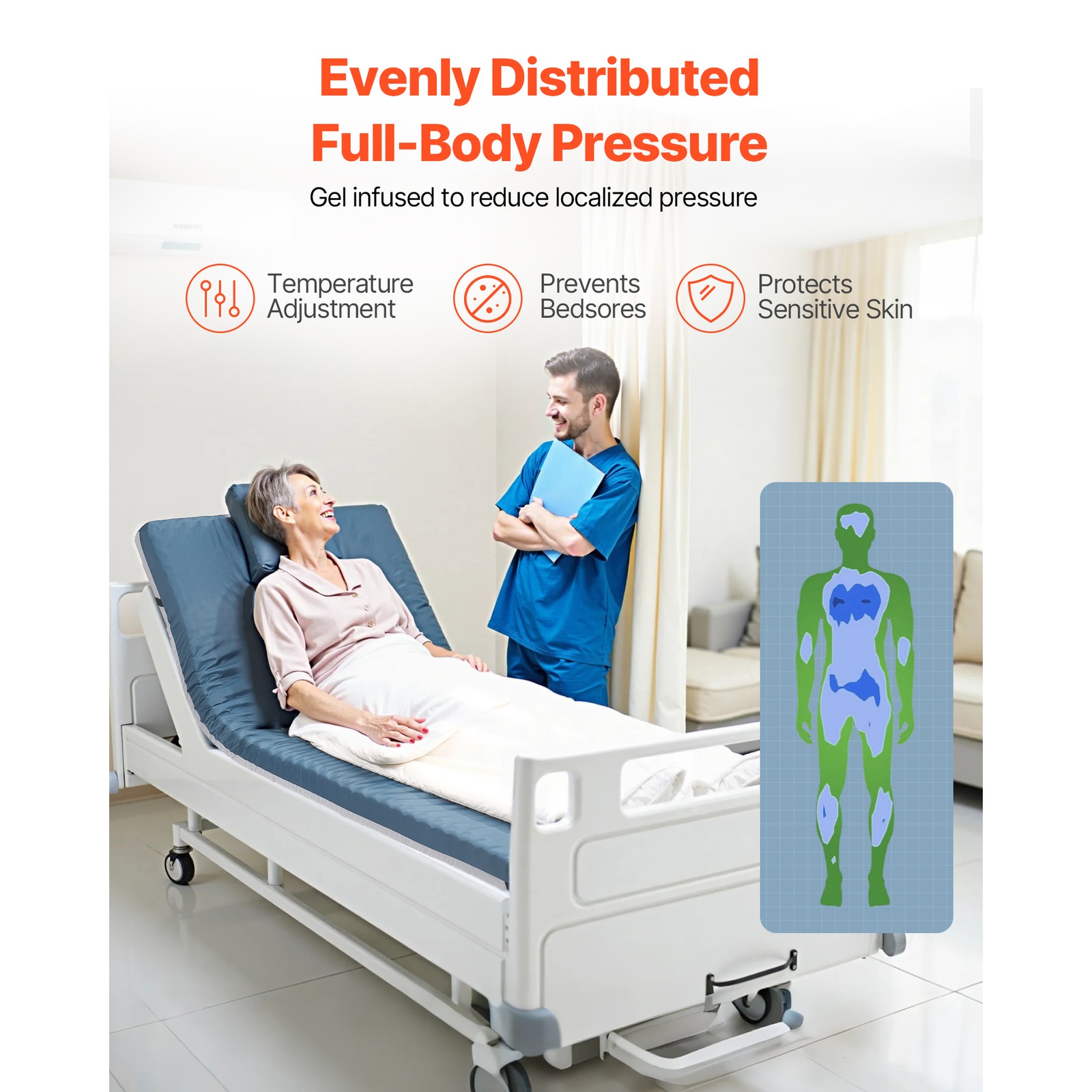 Hospital Medical Bed Mattress 3.5-Inch Water Resistant Non Slip Home Foam