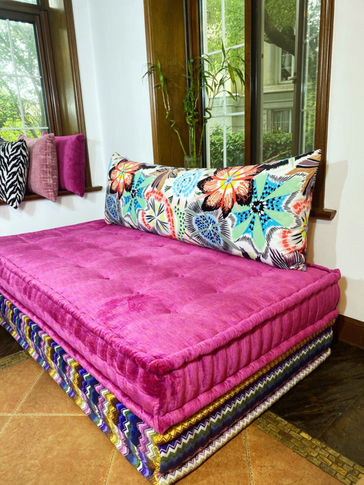 French Hand Tufted Daybed Mah Jong Sofa Modular Sectional Sofa Couch Lounge Set