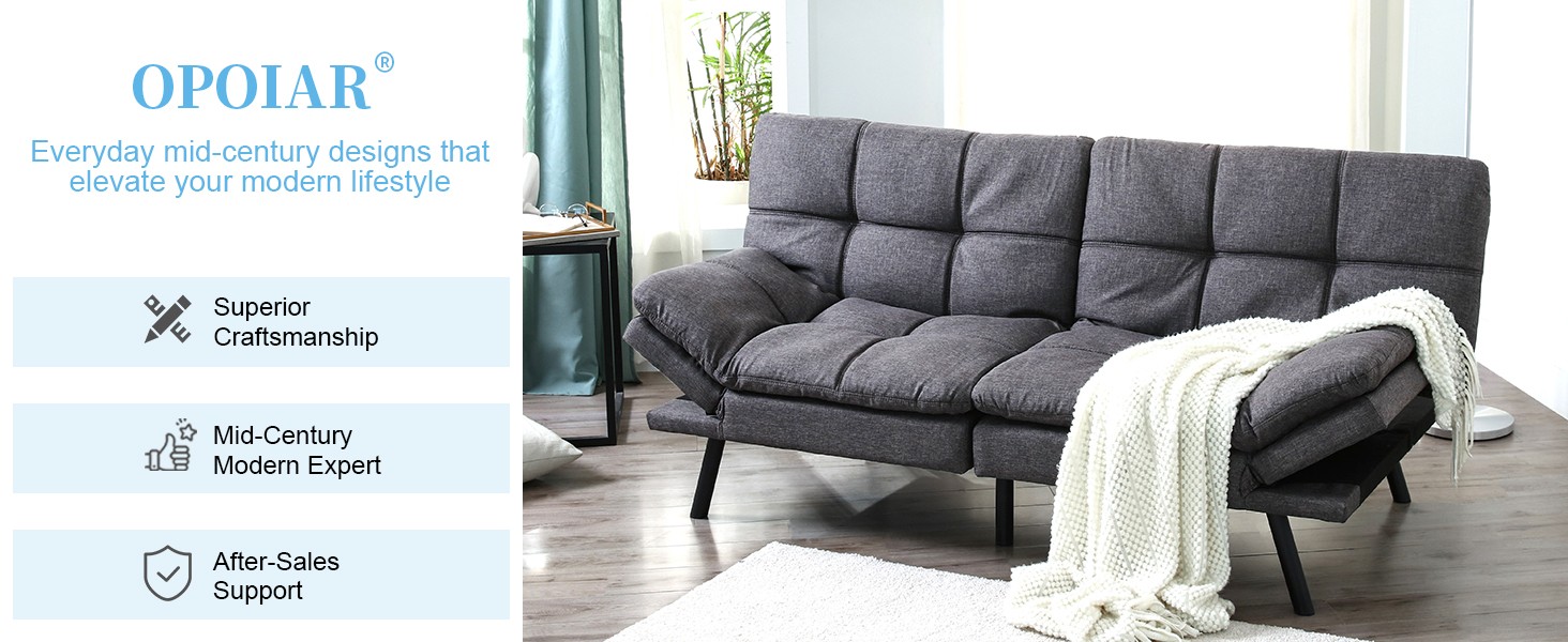 Futon Sofa Bed Convertible Memory Fo Couch Bed, Modern Sleeper