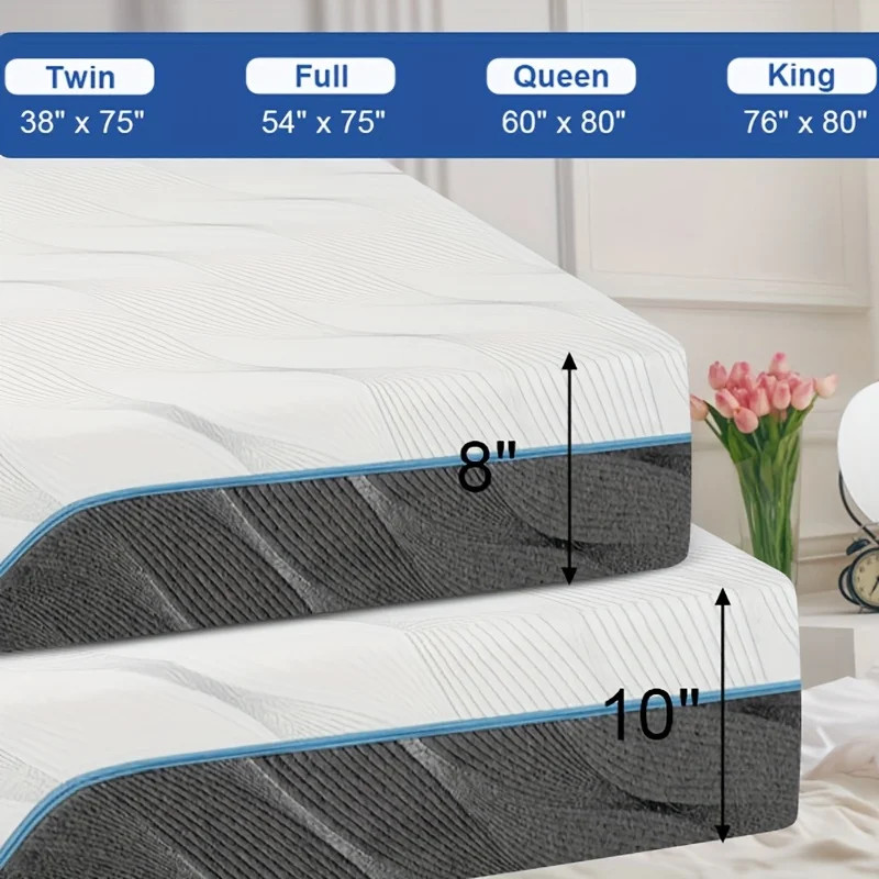 Queen Size Mattress, 8/10 Inch Medium Firm – Extra Firm Dual Sides Flippable