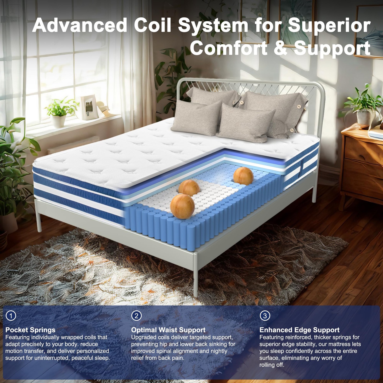 Twin Size Mattress 12 Inch, Medium Firm Hybrid Twin Size Mattress in a Box, H…