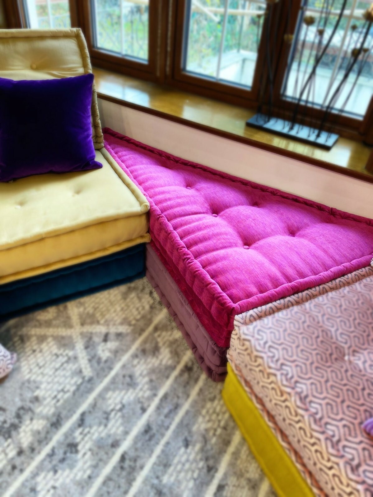 Boho French Moroccan Modular Sectional Custom Mah Jong Sofa Couch Mat -Irregular
