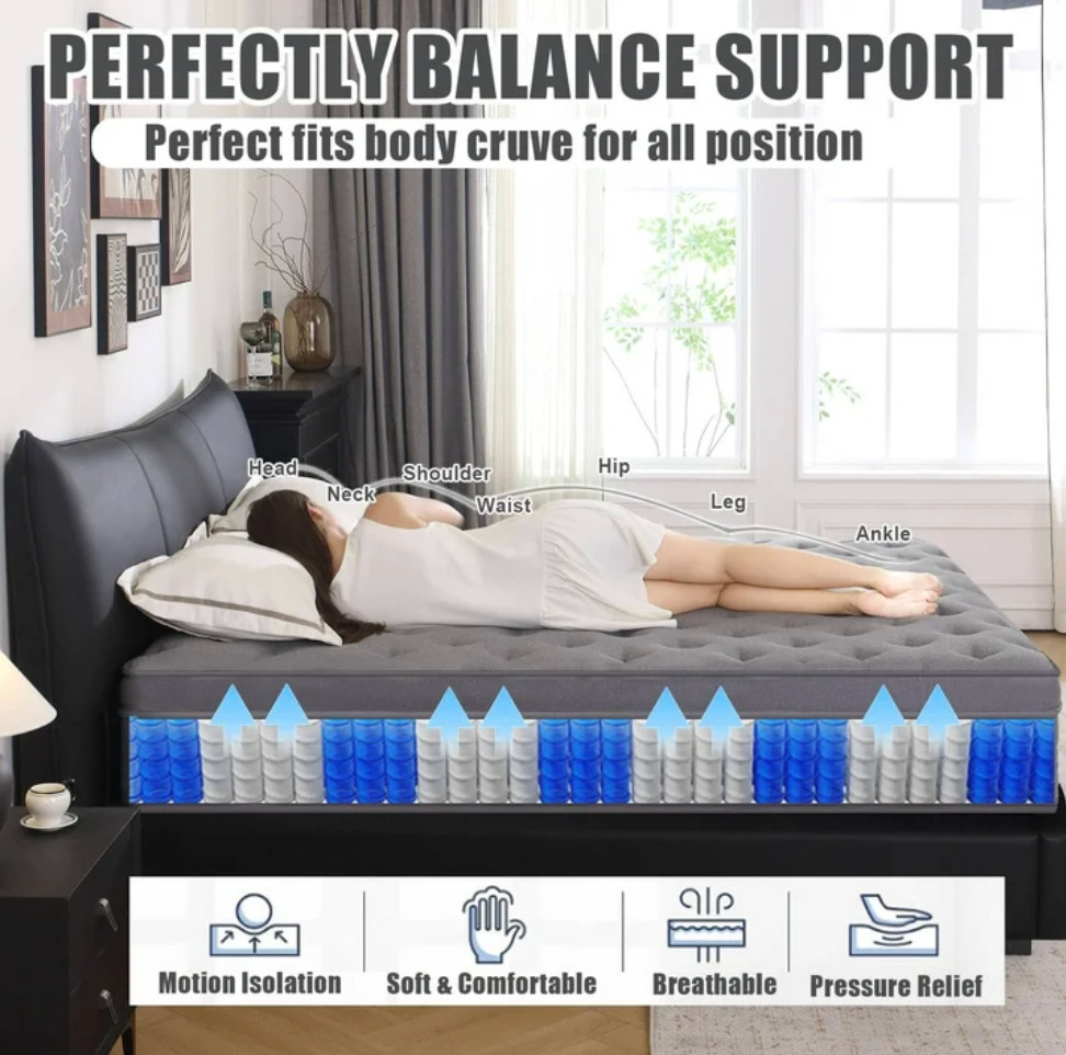 Twin 10 Inch Hybrid Memory Foam Mattress Medium Firm Bed Colchon Twin Kids Cama