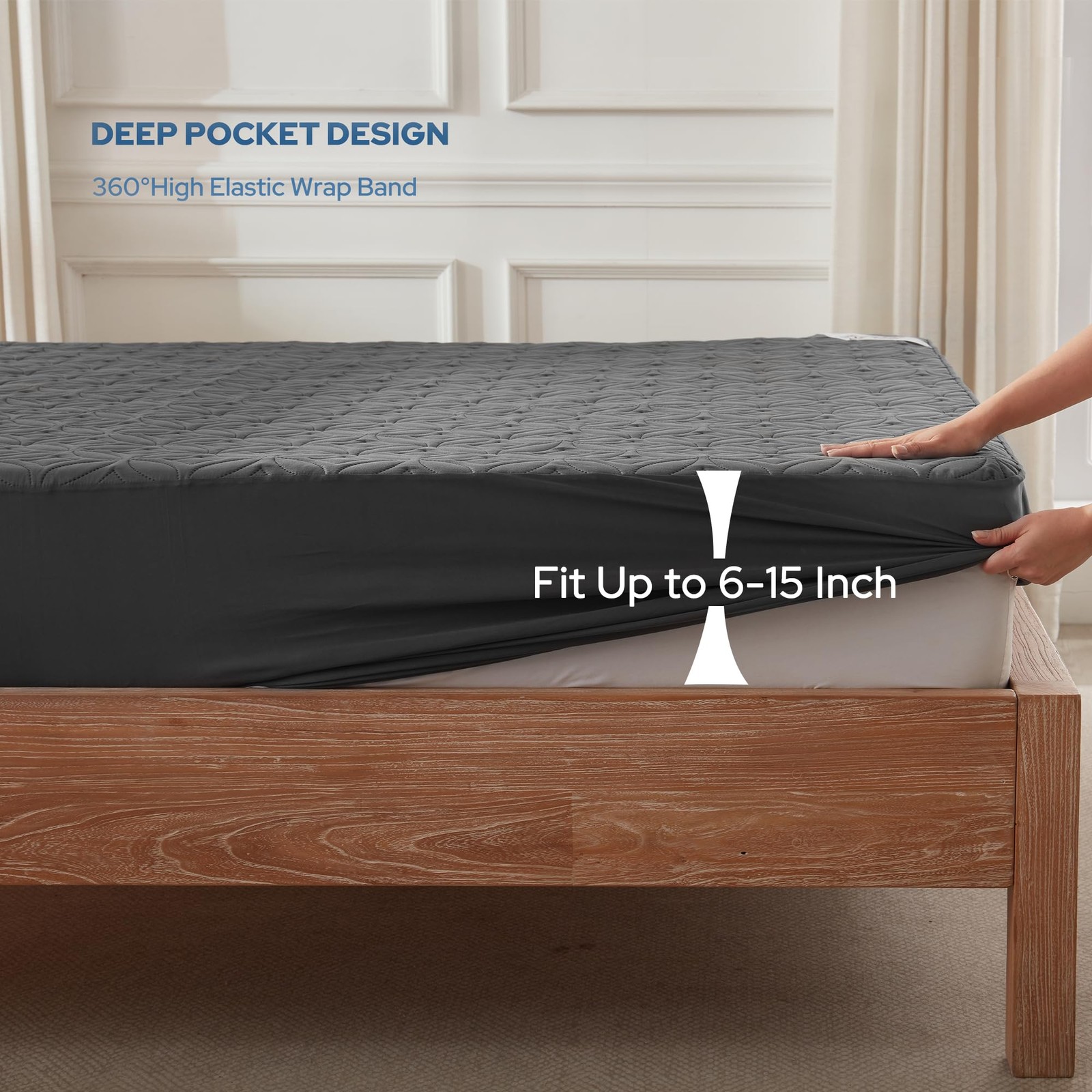 BEDLORE Waterproof Mattress Protector, Twin Size Pad Twin, 1 Gray