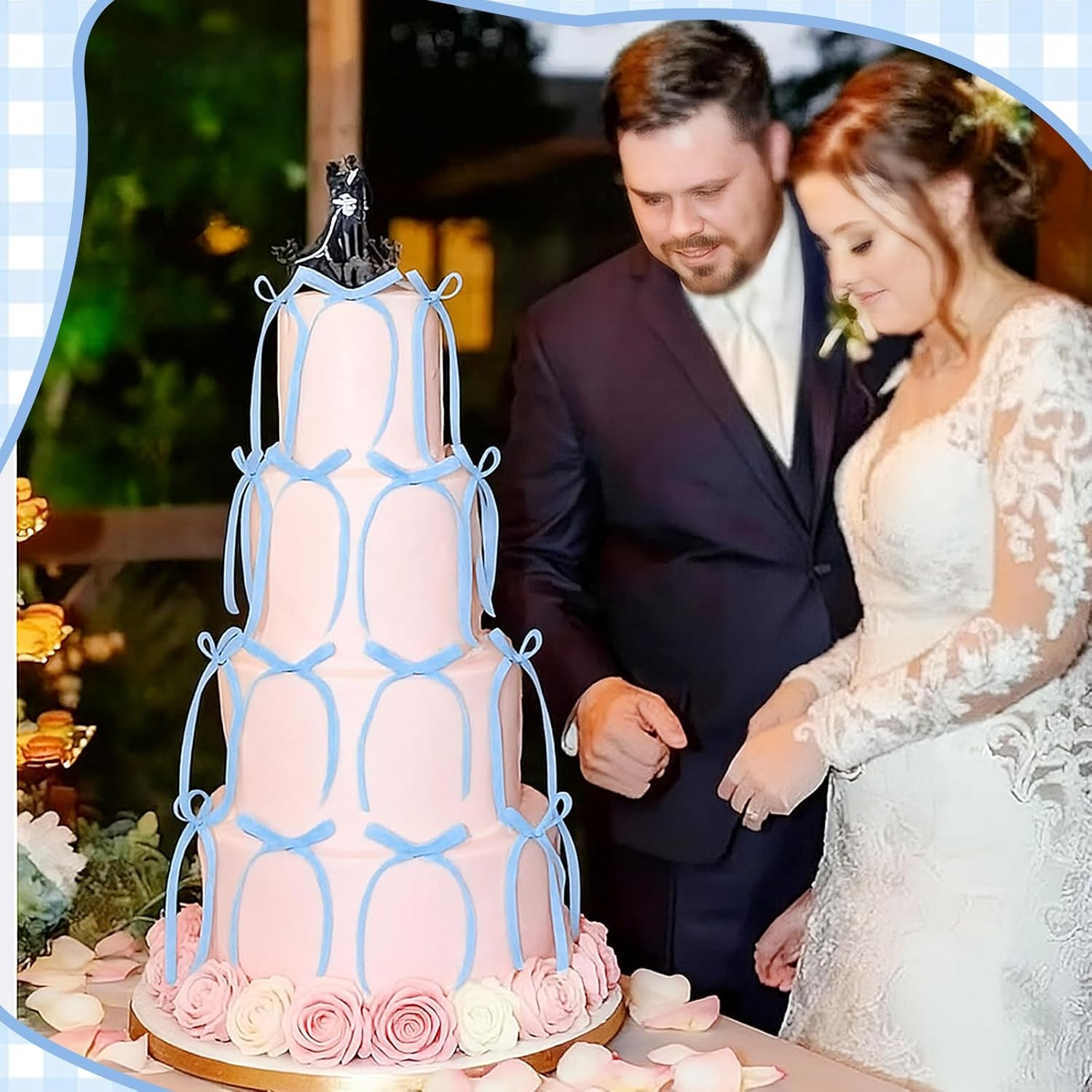 30 Pack Bow Cake Toppers Light Blue Ribbons Bows for Cake Coquette Themed Bow Cu