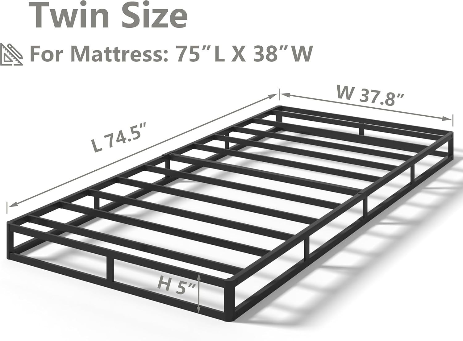 Box Spring Twin 5 Inch High Metal Twin Box Spring Only Heavy Duty Mattress Black
