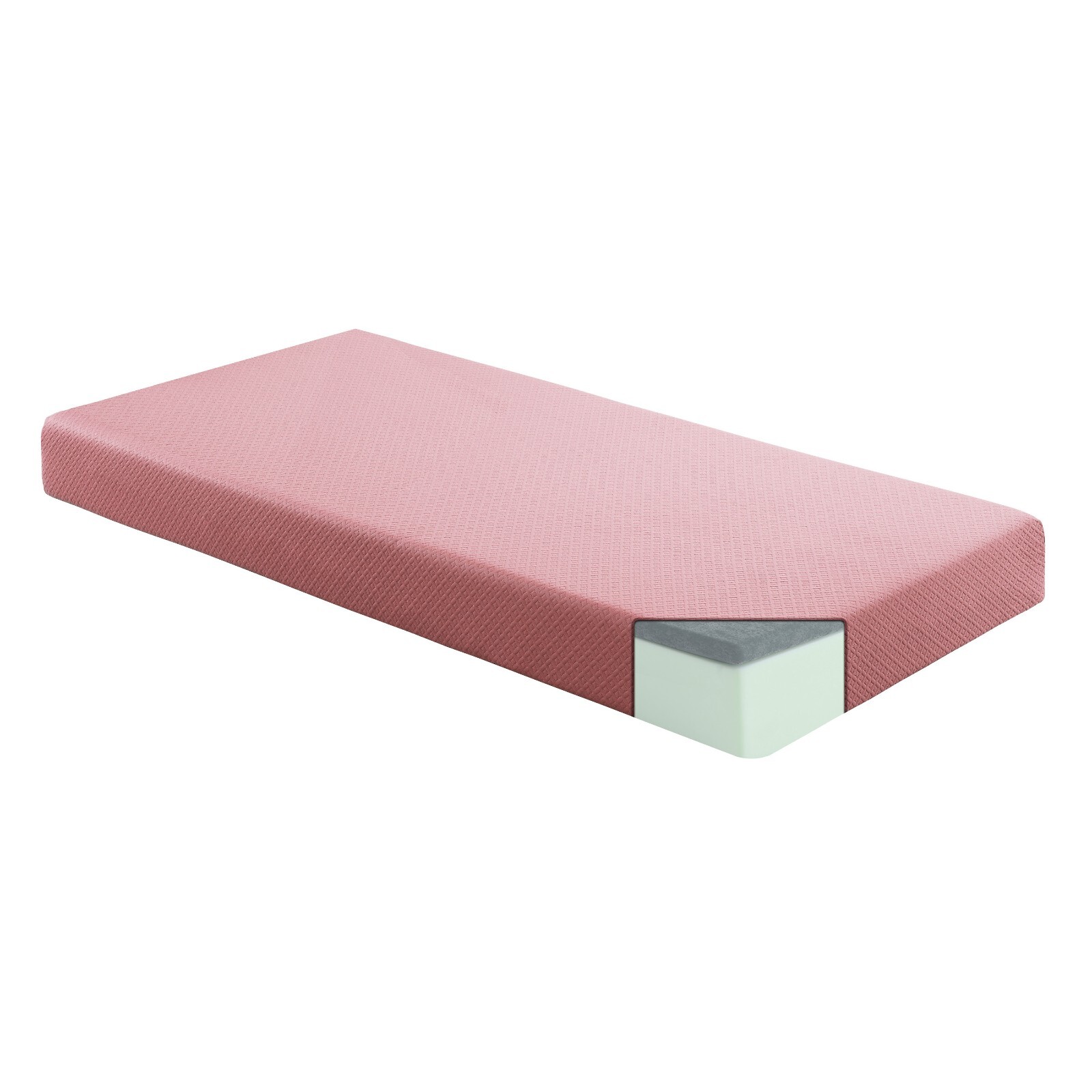7″ Twin Size Memory Foam Mattress and Pillow Set, Pink, Breathable Double Layer