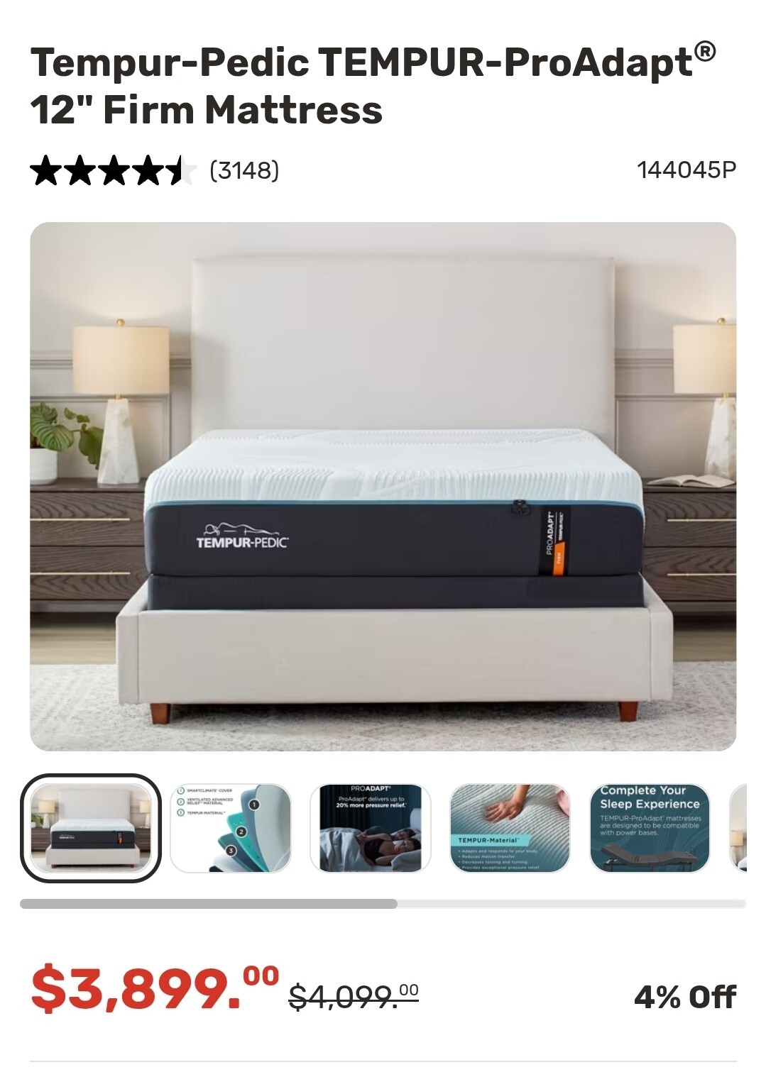 KING TempurPedic PRO ADAPT FIRM With Contour TECH NEW CLEARANCE FAST SHIPPING