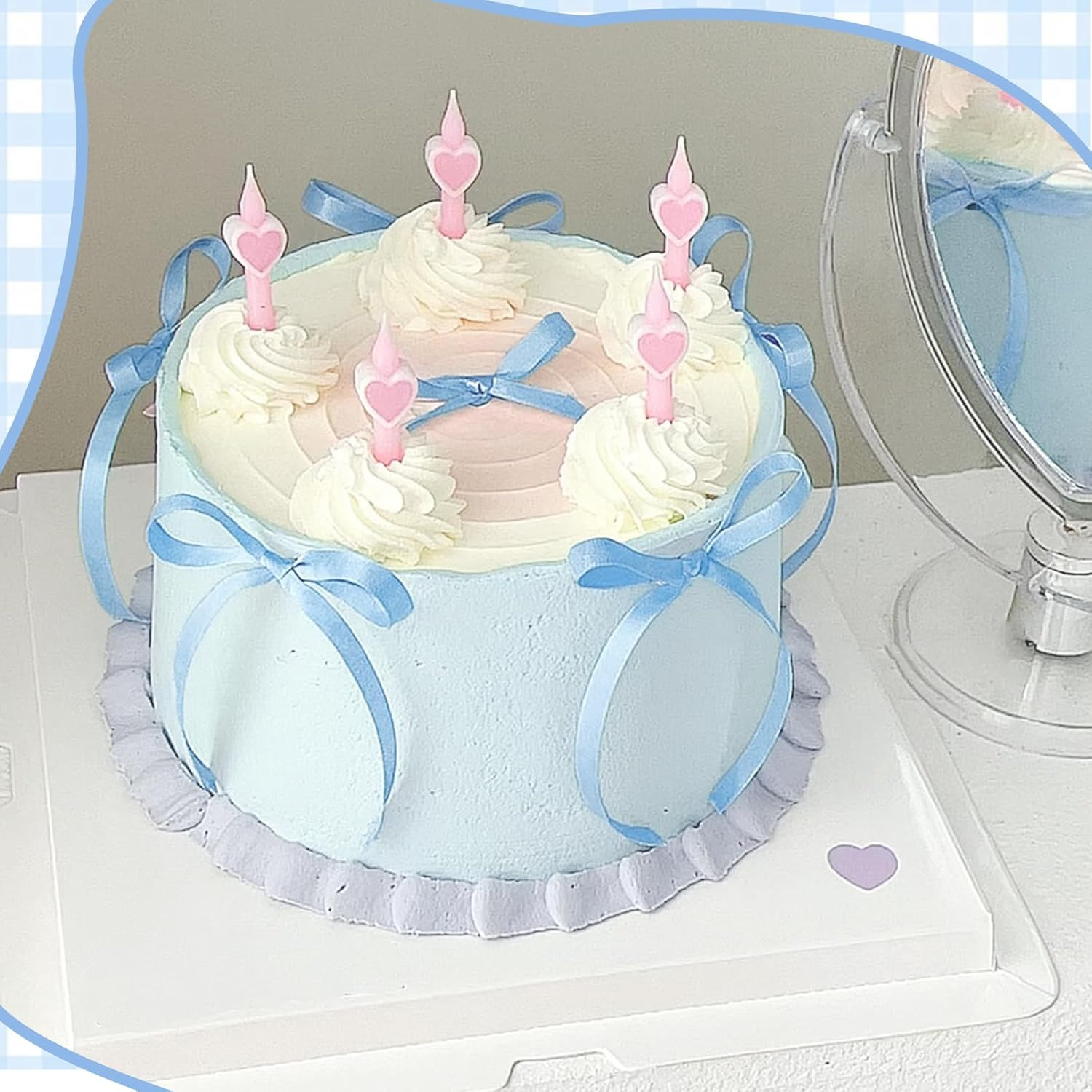 30 Pack Bow Cake Toppers Light Blue Ribbons Bows for Cake Coquette Themed Bow Cu
